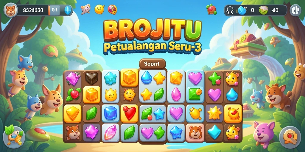 Tampilan menarik dari gameplay BROJITU yang penuh warna.