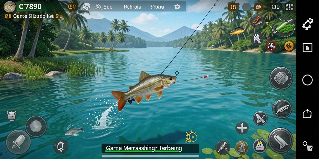 Tampilan gameplay memancing yang mendebarkan di C7890.