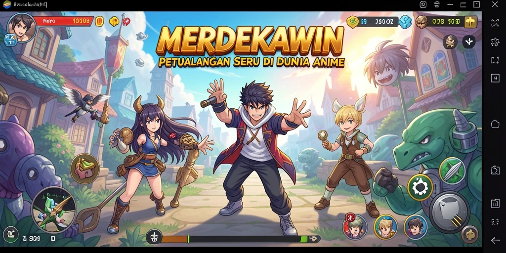 Tangkapan layar <strong>MERDEKAWIN</strong> menampilkan karakter Anime ikonik dalam aksi.