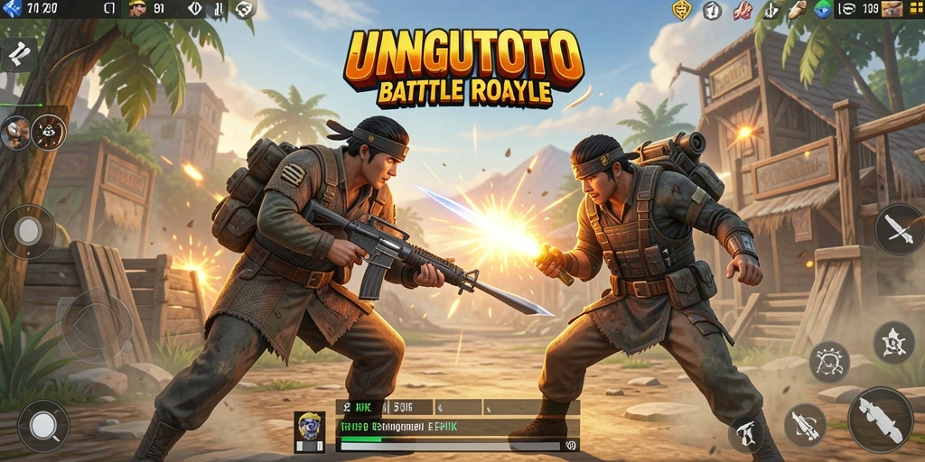 Tampilan gameplay UNGUTOTO dalam pertarungan Battle Royale.